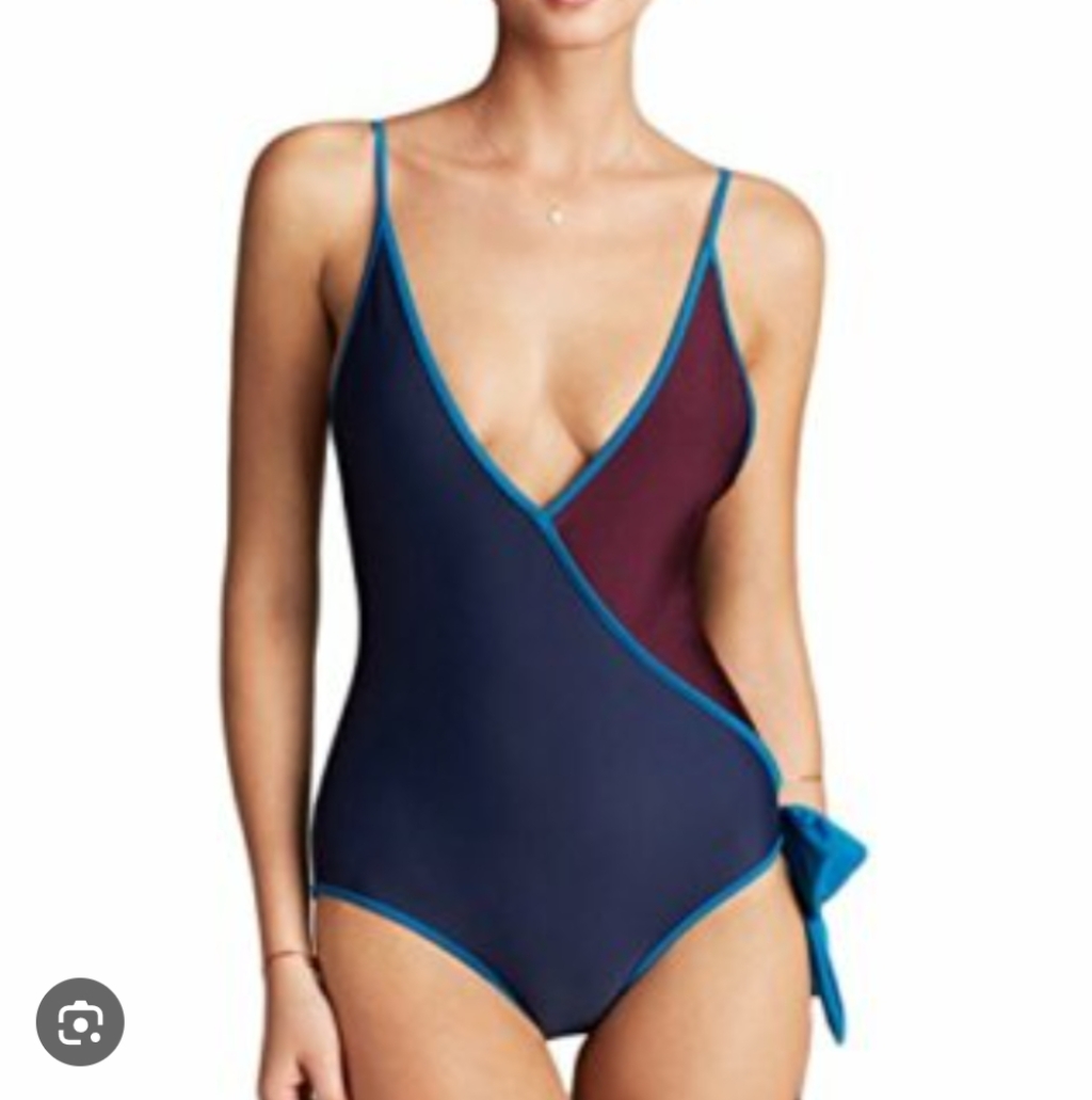 Marc By Marc Jacobs Unstoppable Lycra One-Piece Swimsuit - Navy & Burgandy, Nwt